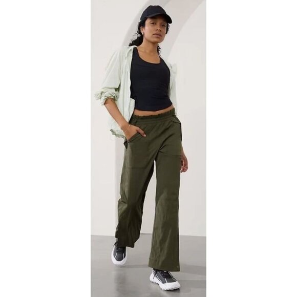 Athleta Trekkie High Rise Parachute Green Pant-sz 12 - Picture 1 of 15